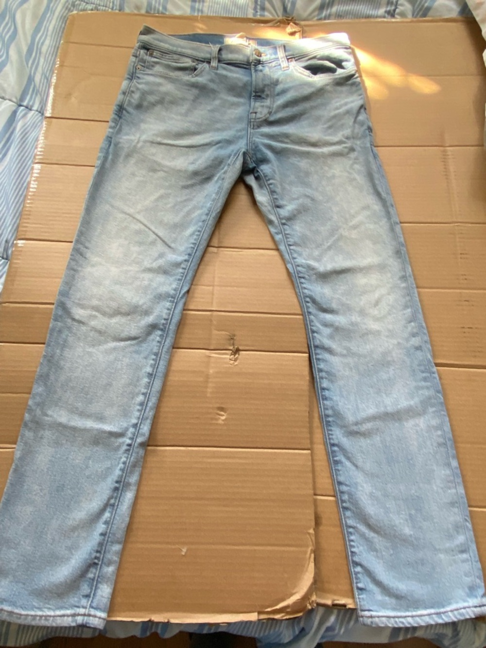 Madewell Men's Slim Straight Jeans in Light Blue Wash